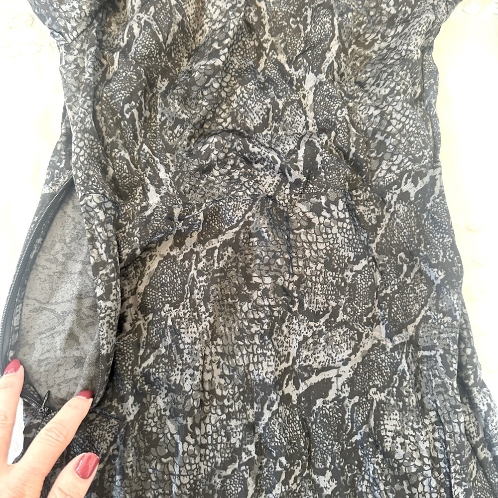 Rails Shiloh Charcoal Snakeskin V-neck Satin Midi Dress - Picture 11 of 15